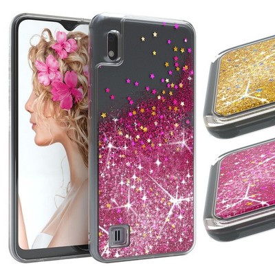 EAZY CASE für Samsung Galaxy A10 Glitzer Hülle Flüssig Silikon Handyhülle Tasche