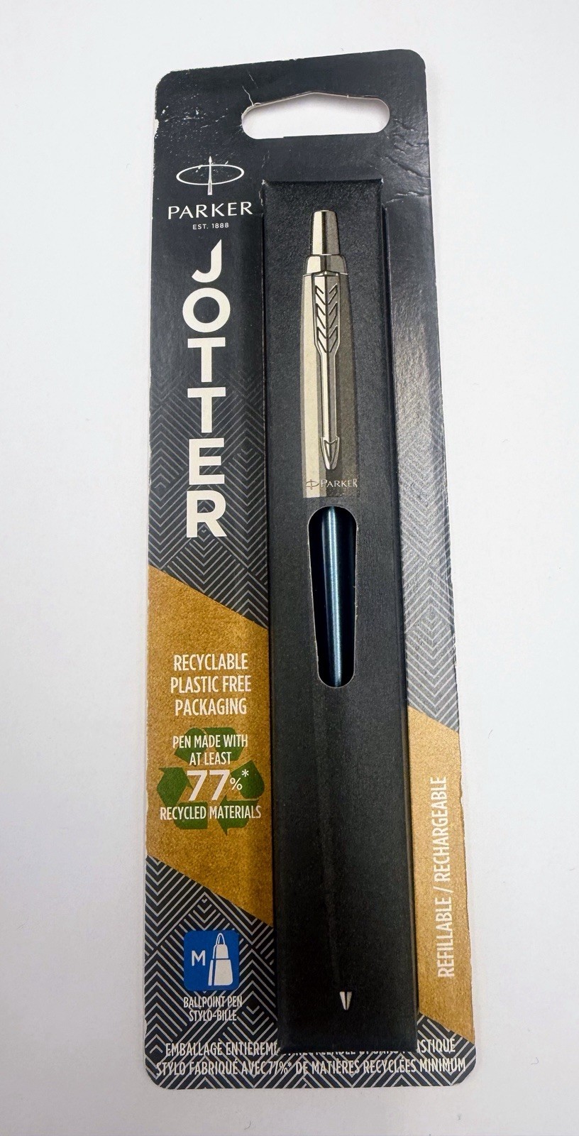 Parker Jotter Ballpoint Pen Waterloo Blue/Chrome Barrel & Ink - New - 1953245