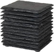 60 Pack 4 x 4 Inch Gorgeous Black Slate Stone Coasters Bulk Square Slate Stone