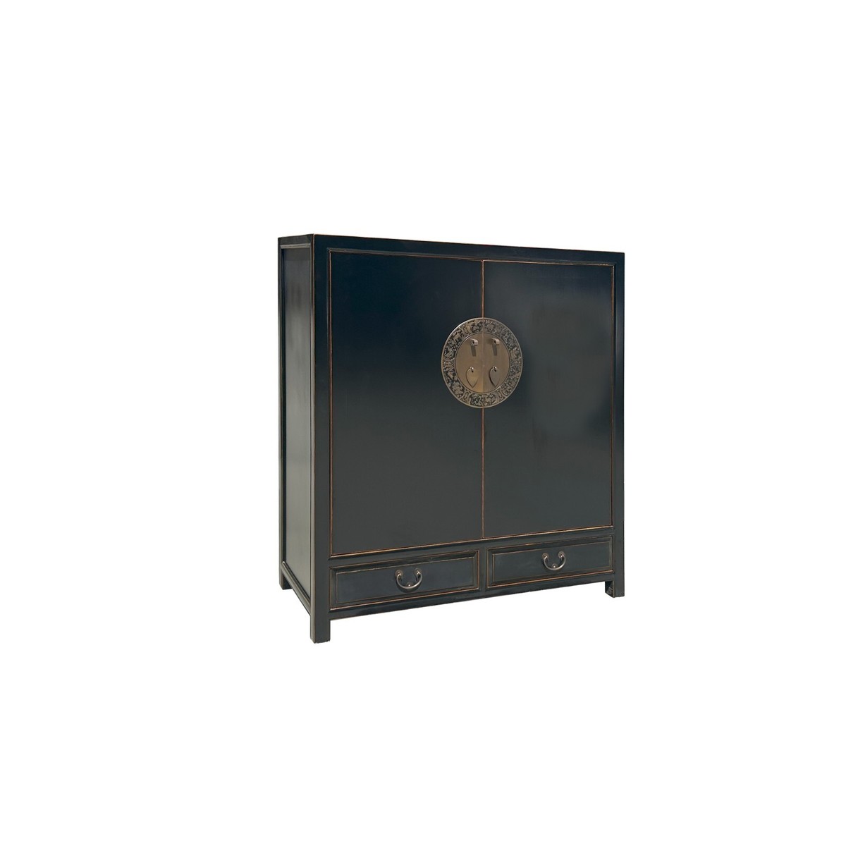 Black Lacquer Zodiac Moon Face Hardware Credenza Storage Cabinet ws4086S Black Lacquer Zodiac Moon Face Hardware Credenza Storage Cabinet ws4086S