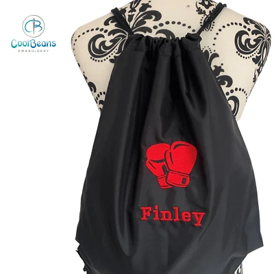 BOXING GLOVE GYMSAC BagBase EMBROIDERD PERSONALISED - GYM BAG - DRAWSTRING BAG
