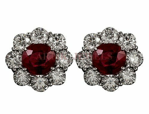 Natural Ruby Gemstone with 925 Sterling Silver Cufflink #2543 - Zdjęcie 1 z 3