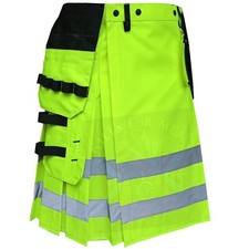 Men's Fluorescent Green Firefighter Kilt High Visibility Utility Working Wear