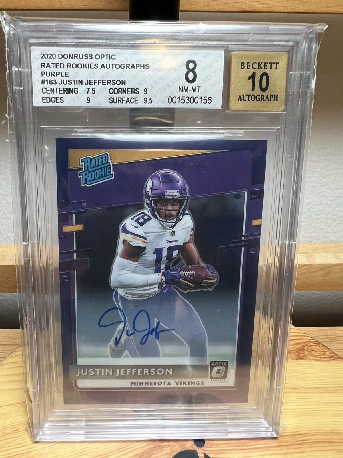 Justin Jefferson Panini Chronicles Clearly Donruss Rated Rookies #RRJUJ Autograph-Purple