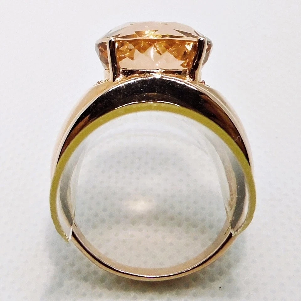 14 mm Pfirsich Orange Morganit Saphir Ring 925 585 Roségold vergoldet 19,7 mm - Bild 4 von 4