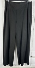 Eileen Fisher L Black Elastic Waistband Knit Wide Leg Pull On Pants