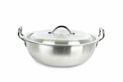 Aluminium Wok Stir Fry Kochtopf Kasserolle Friteuse mit Deckel 34cm bis 38cm