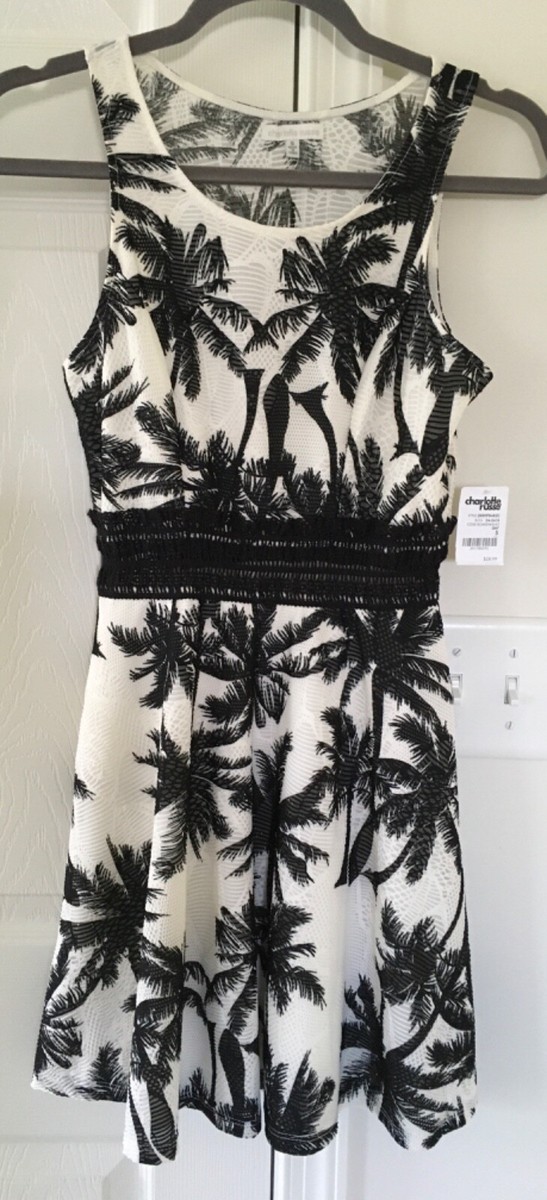 charlotte russe crochet dress NWT Charlotte Russe Palm Tree Boardwalk 2 Dress with Crochet Detailing Sz S