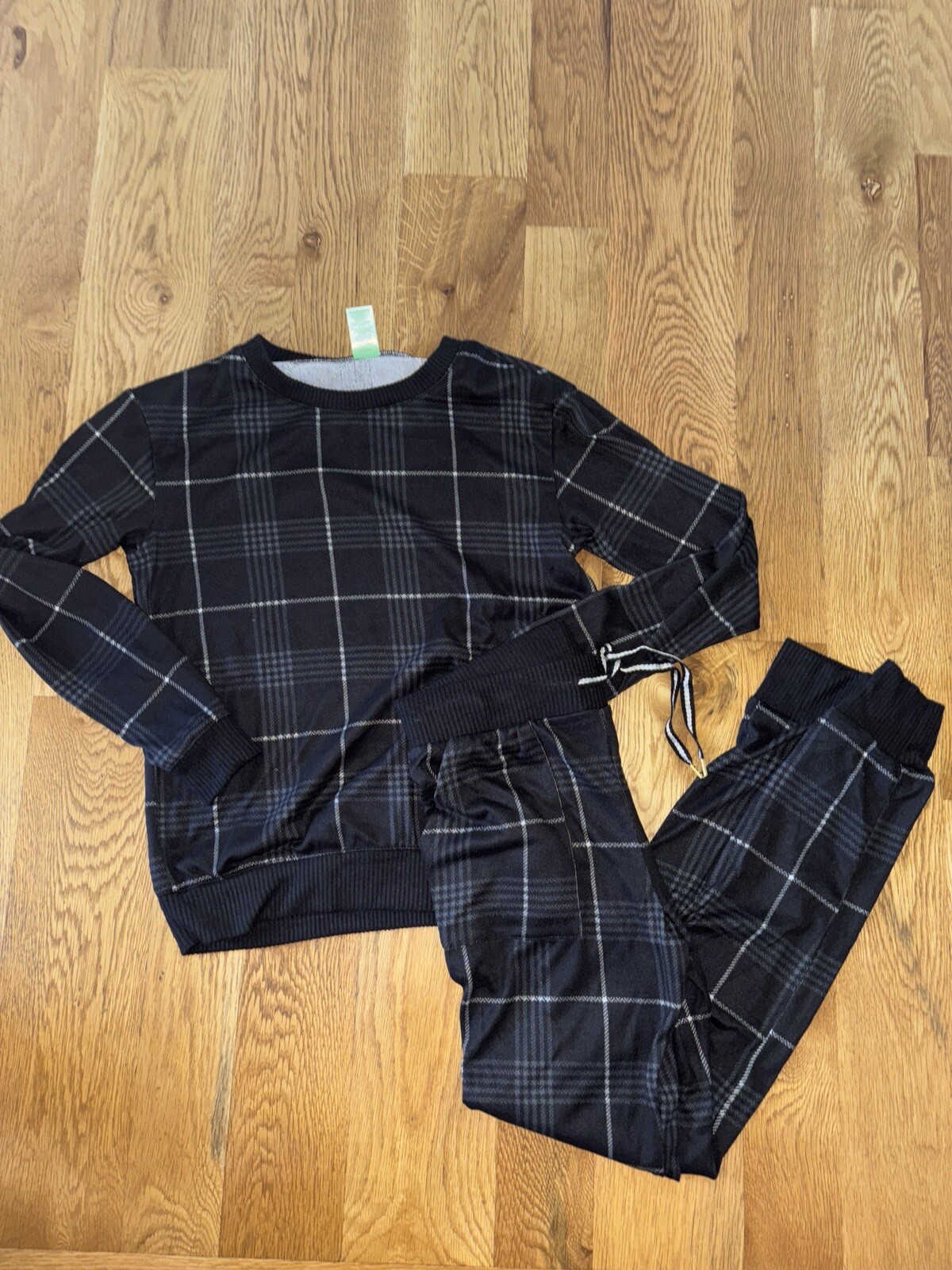 Womens Honeydew Comfy Pajamas Black Plaid  Print 2PC 2XL XXL