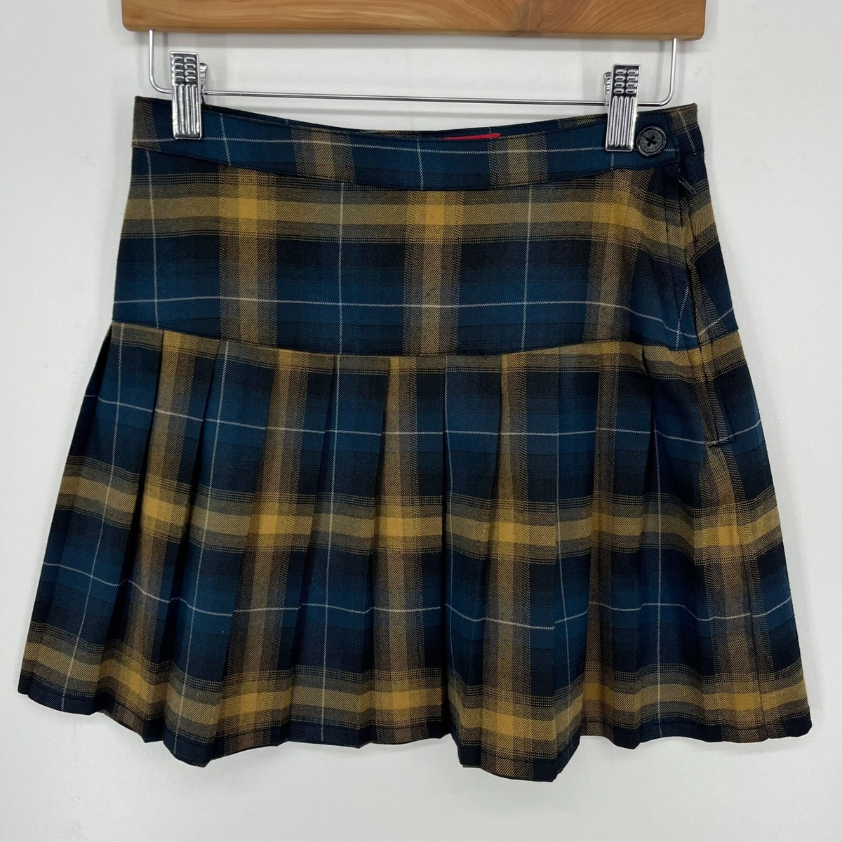 Dickies Skirt Women's Junior Blue Plaid Pleated High Rise