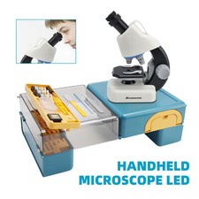 Handheld Microscope LED 100X-1200X Magnification Science Toys Kit For Kid White