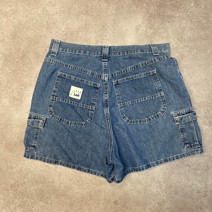 Lee Denim Shorts Mens Jorts Carpenter Baggy Hip Hop Workwear, Blue, 30” image 2