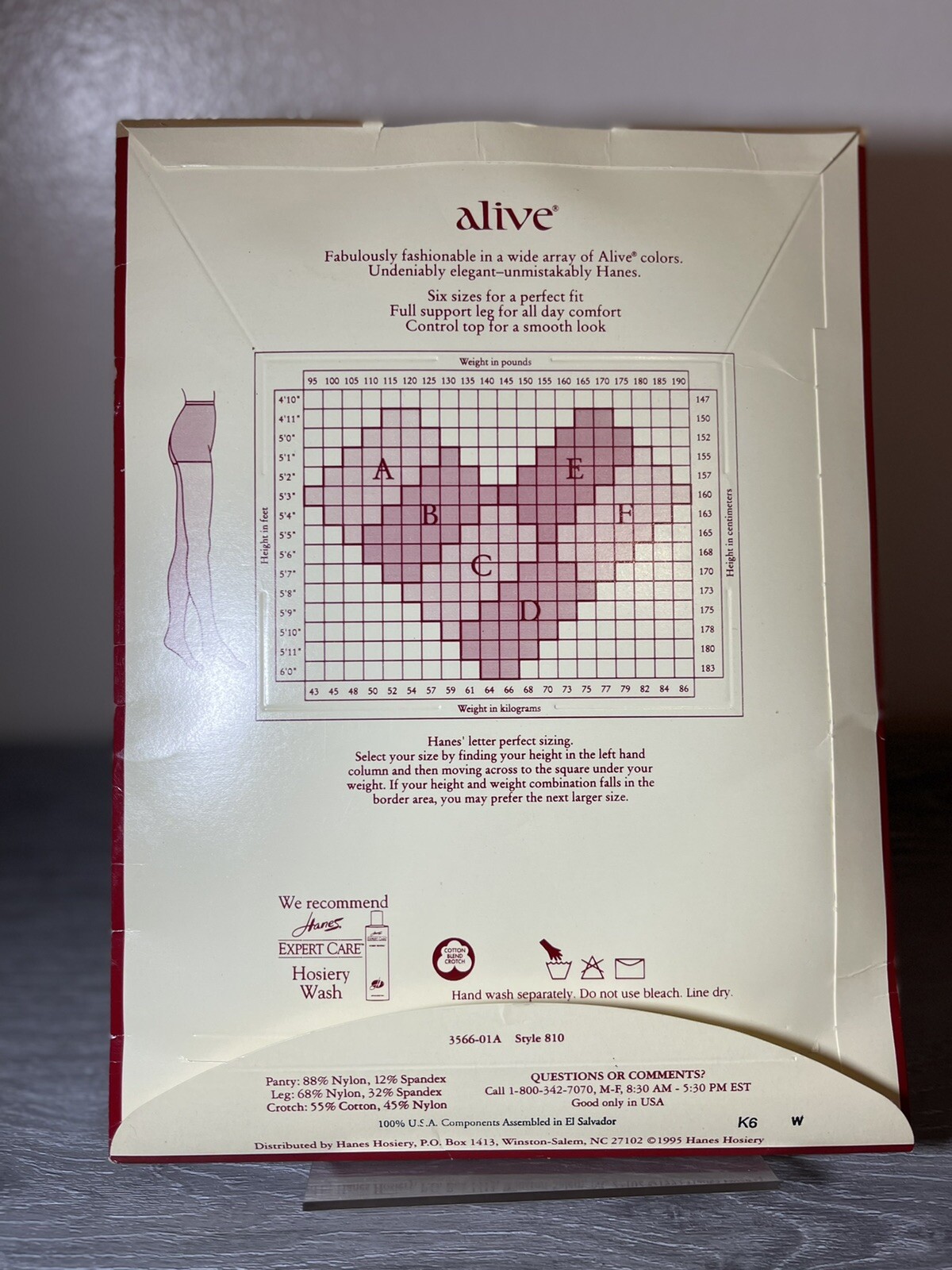 Hanes Alive Full Support Control Top Reinforced Toe Pantyhose SizeC