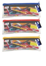 Pack of 72 Just Stationery 13" Clear Exam Pencil Cases School Bulk Discount