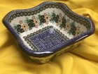 BOLESLAWIEC UNIKAT wavy edge SQUARE BOWL flower motif NEW w TAG! EXCELLENT!! — photo 7