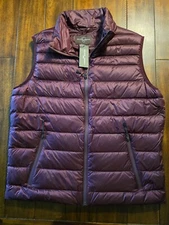 NOS Black Brown 1826 Puffer Vest Mens XL Port Wine New with Tags