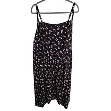 Torrid Dress Floral Dress Midi Dress Tea Length Dress Square Neck Dress 4X Black