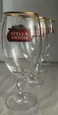 Set Of 4 Stella Artois Chalice 32 CL Beer Glasses Pub Bar Goblet Man Cave Used