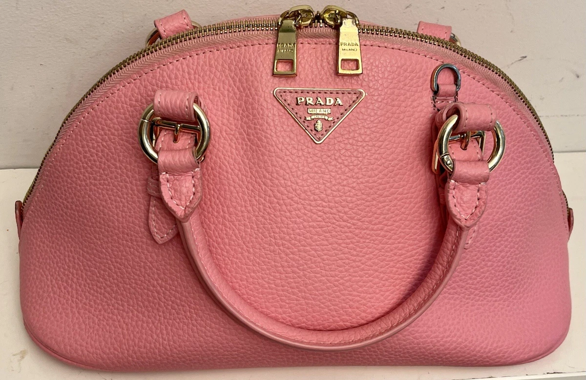 EUC Prada Pink Authentic Dome Handbag Shoulder Bag Leather Purse