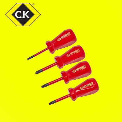C. K Tools T48349 kurzer VDE-isolierter schlanker Schraubendreher 4er-Set Schraubendreher