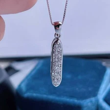 2 CT Round Cut VVS1 Journey Diamond Pendant With Chain 14K White Gold Finish