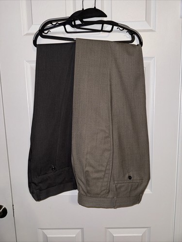 Lote de 2 Pantalones de Vestir Louis Raphael Luxe Plisados Para Hombre 34X30 34x32 Lt y Gris Oscuro - Imagen 8 de 10