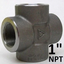 (1) NEW SMITH-COOPER 42X 2010 1" FPT 4 WAY CROSS CARBON STEEL FORGED SA105N IG