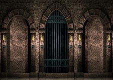 BELECO 7x5ft Fabric Gothic Castle Photography Backdrop Ancient Stone Wall Arc...