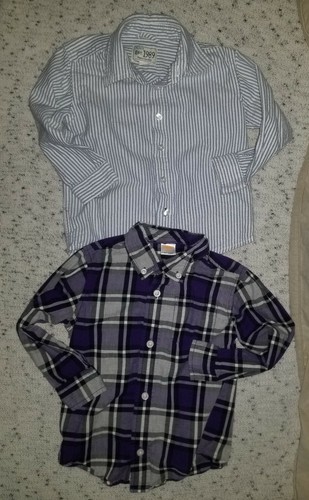 Jungen Paket 2 Langarm Kragen Button Down Hemd 3T gemischtes Paket kariert - Bild 1 von 5