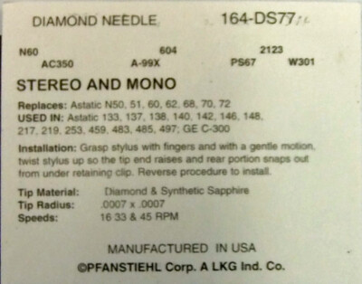 Phonograph Record Player Needle - Compatible With Wurlitzer Nostalgia 1050, 3600, 3700, 3800, 7500 Models