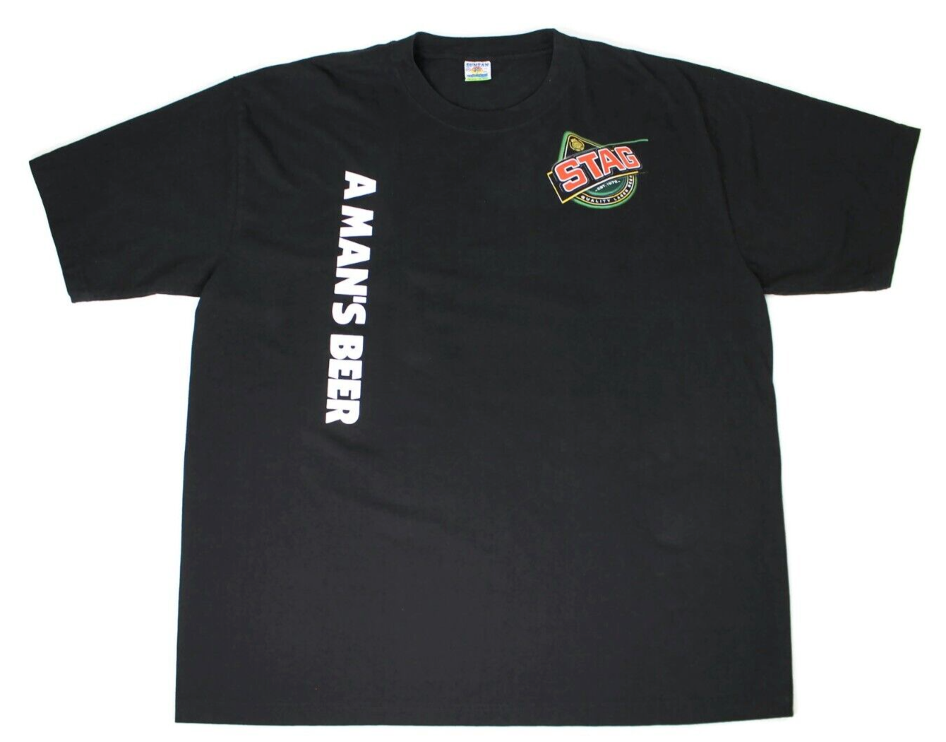 STAG BEER Black T Shirt Suntan Premium Tee A Man's Beer Men's Sz. 2XL