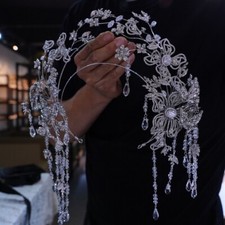 Princess Flower Oversize Wedding Tiaras Crowns Crystal Bridal Hair Accessory