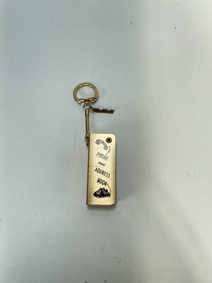 Vtg Sea World Gold Tone Pocket Phone/Address Book Keychain