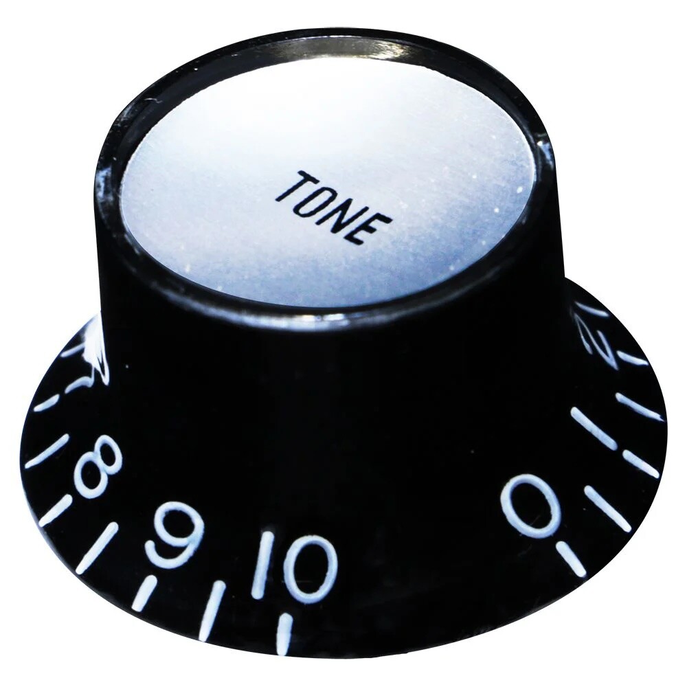 Hosco KB-130TI Potentiometer Knob, black, silver insert plate Tone