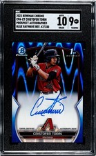 2023 Bowman Chrome 1st Blue Raywave Auto # CPA-CT CRISTOFER TORIN SGC 9