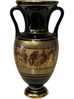 S. St Grypooulos Greek Vase 24K Gold Hand Painted Decorative Piece 5179