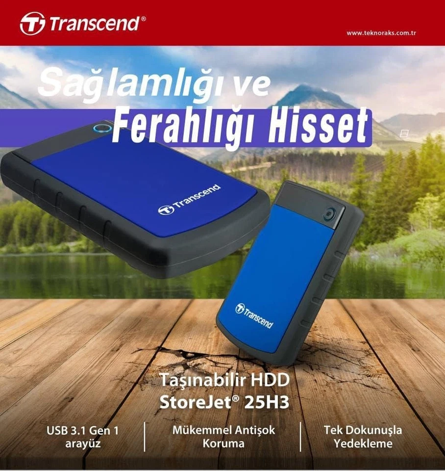 Transcend 4 TB Rugged Portable Hard Drive - Shock Resistant USB 3.1 Gen 1 - Image 3 of 4