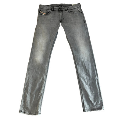 Diesel Mens Jeans Skinny Fit W36 L34 Stretch Light Grey Denim Distressed Thavar