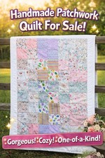 New Hand Made  Hand Quilted Baby Girl's Patchwork Quilt Egyptian Cotton Backing