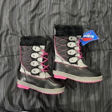 Totes Adventure Gear Shelby Black /Gray Winter Snow Boots Girls Size 13 Med