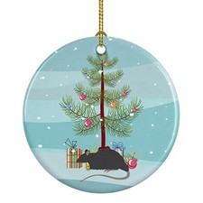 Black Rat Merry Christmas Ceramic Ornament CK4468CO1