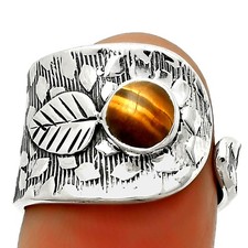 Adjustable - Tiger Eye - Africa 925 Sterling Silver Ring s.6.5 Jewelry R-1319