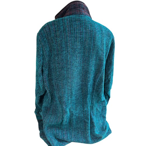 Giacca spolverino Mary Lynn O'Shea Designer tessuto a mano color verde acqua tweed TG M - Foto 5 di 5