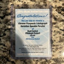 2026 Bowman Baseball Wyatt Sanford Chrome Prospects Speckle Autograph Redemption