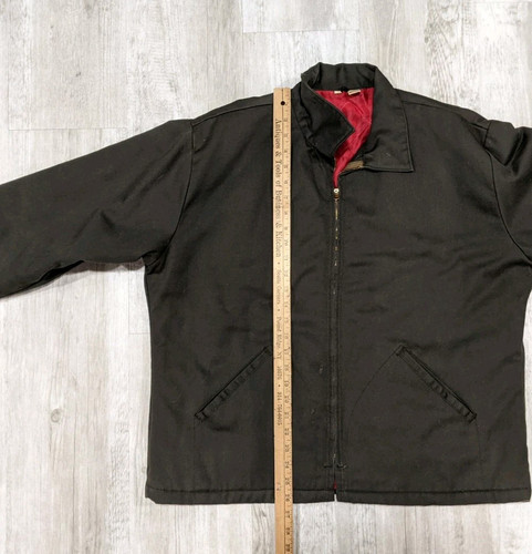 Vintage 70s Wrangler Mechanic Work Jacket Quilt Lining Size 44 Dark Olive Brown - Picture 9 of 12