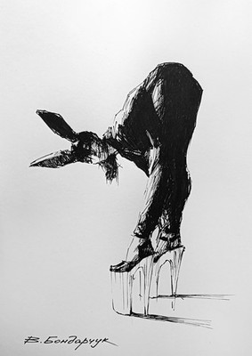 Original drawing with black marker. Minimalistic quick sketch art