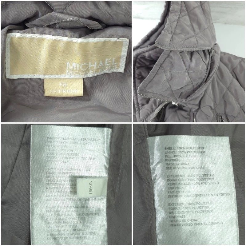 JAQUETA ACOLCHOADA CINZA MICHAEL KORS FEMININA TAMANHO PEQUENO MÉDIA COM CAPUZ BOLSOS COM ZÍPER - Imagem 3 de 4