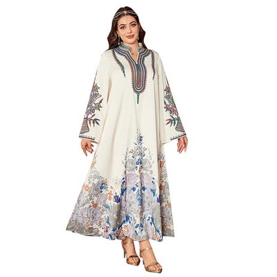 Elegant Women Long Dress Maxi Robe Abaya Muslim Kaftan Printed Gown Loose  Turkey | eBay