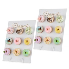 NUPTIO Donut Stand Wall Doughnut: Set of 2 Wooden Board Holder 30x40cm, White 