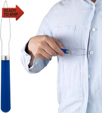 Easy Button Hook, Steel Button Helper Tool for Elderly, Wide Plastic Handle But